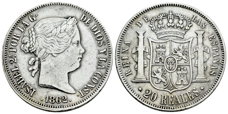 Elizabeth II (1833-1868). 20 reales. 1862. Madrid. (Cal-620). Ag. 25,88 g. Sligh...