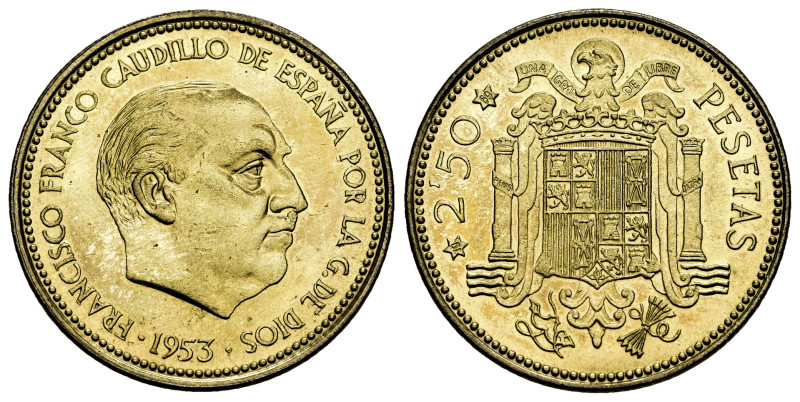 Estado Español (1936-1975). 2,50 pesetas. 1953 *19-69. Madrid. (Cal-88). 7,02 g....