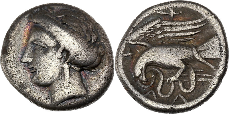 GRÈCE ANTIQUE - GREEK
Eubée, Chalcis. Drachme ND (338-308 av. J.-C.), Chalcis.
T...