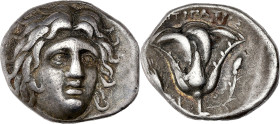 GRÈCE ANTIQUE - GREEK
Carie, Rhodes. Didrachme au nom d’Antipatros ND (265-250 av. J.-C.), Rhodes.
SNG Cop.736 ; Argent - 6,59 g - 17,5 mm - 11 h
avec...