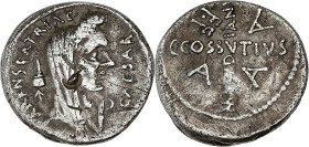 RÉPUBLIQUE ROMAINE - ROMAN REPUBLIC
Jules César (60-44 av. J.-C.). Denier avec Caius Cossutius Maridianus, monétaire ND (44 av. J.-C.), Rome.
RRC.480/...