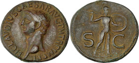 EMPIRE ROMAIN - ROMAN
Claude (41-54). As 41-42, Rome.
RIC.100 ; Bronze - 10,84 g - 27,5 mm - 6 h
Belle patine marron-ocre. TTB à Superbe.