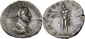 EMPIRE ROMAIN - ROMAN
Trajan (98-117). Denier 114, Rome.
RIC.275 ; Argent - 2,72 g - 17,5 mm - 6 h
Rayures et petit manque. Légère fente. TTB.