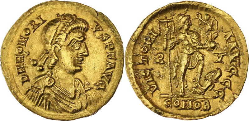 EMPIRE ROMAIN - ROMAN
Honorius (393-423). Solidus 402-406, Ravenne.
RIC.1287 ; O...