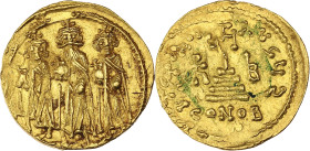EMPIRE BYZANTIN - BYZANTINE
Héraclius, Héraclius Constantin et Héraclonas (638-641). Solidus ND (638-641), Constantinople, 7e officine.
BC.767 ; Or - ...