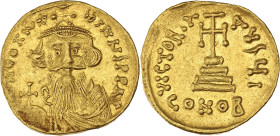 EMPIRE BYZANTIN - BYZANTINE
Constant II (641-668). Solidus ND (651-654), Constantinople, 10e officine.
BC.956 - BN 34 ; Or - 4,37 g - 19 mm - 6 h
De b...