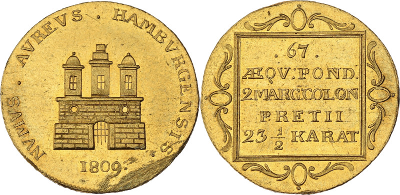 ALLEMAGNE - GERMANY
Hambourg (ville impériale de). 2 ducats 1809.
Fr.1139 ; Or -...