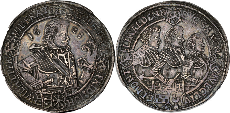 ALLEMAGNE - GERMANY
Saxe, Jean-Ernest et ses frères (1622-1626). Thaler 1623.
KM...