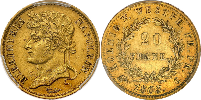 ALLEMAGNE - GERMANY
Westphalie, Jérôme Napoléon (1807-1813). 20 franken Or 1808,...