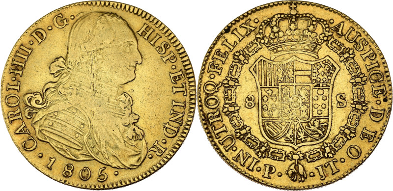 COLOMBIE - COLOMBIA
Charles IV (1788-1808). 8 escudos 1805 P, Popayan.
Fr.52 ; O...