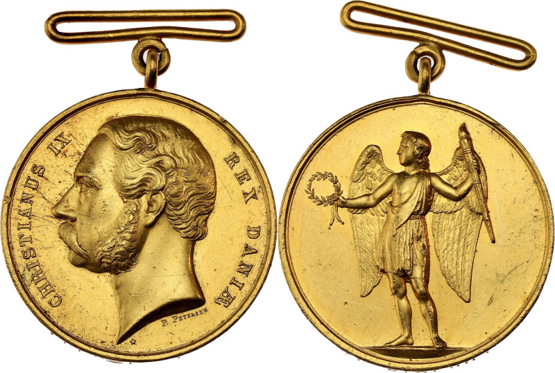 DANEMARK - DENMARK
Christian IX (1863-1906). Médaille d’or au génie ailé par Pet...