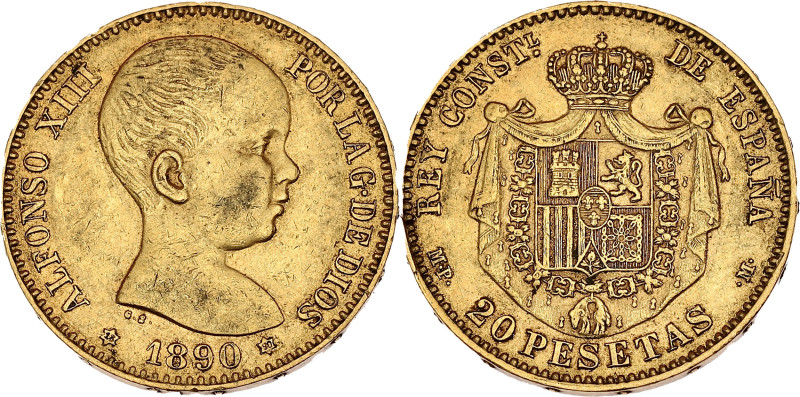 ESPAGNE - SPAIN
Alphonse XIII (1886-1931). 20 pesetas, buste enfantin 1890 (18-9...