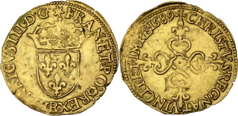 FRANCE / CAPÉTIENS - FRANCE / ROYAL
Henri III (1574-1589). Écu d’or au soleil 3e...