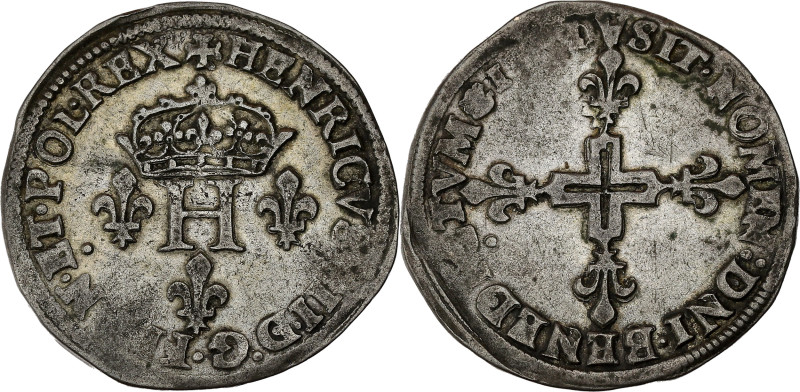 FRANCE / CAPÉTIENS - FRANCE / ROYAL
Henri III (1574-1589). Double sol parisis, 2...