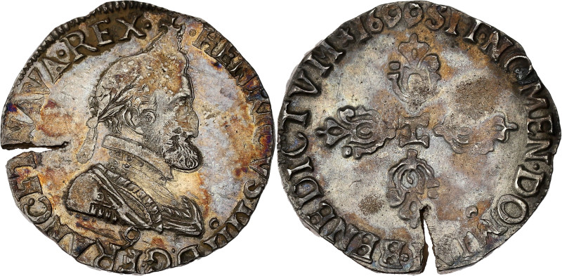 FRANCE / CAPÉTIENS - FRANCE / ROYAL
Henri IV (1589-1610). Demi-franc 1600, 9, Re...