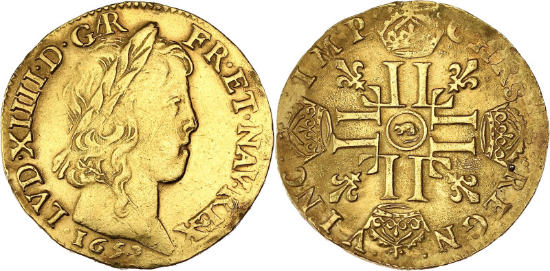 FRANCE / CAPÉTIENS - FRANCE / ROYAL
Louis XIV (1643-1715). Louis d’or à la mèche...