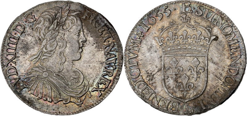 FRANCE / CAPÉTIENS - FRANCE / ROYAL
Louis XIV (1643-1715). Demi-écu à la mèche l...