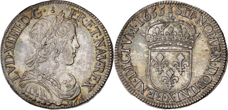 FRANCE / CAPÉTIENS - FRANCE / ROYAL
Louis XIV (1643-1715). Demi-écu à la mèche l...