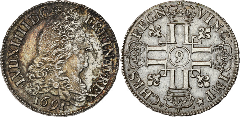 FRANCE / CAPÉTIENS - FRANCE / ROYAL
Louis XIV (1643-1715). Demi-écu aux huit L, ...