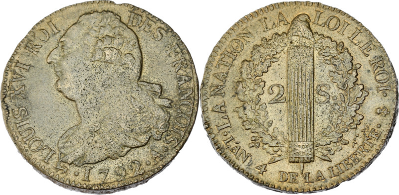 FRANCE / CAPÉTIENS - FRANCE / ROYAL
Constitution (1791-1792). 2 sols FRANÇOIS 17...