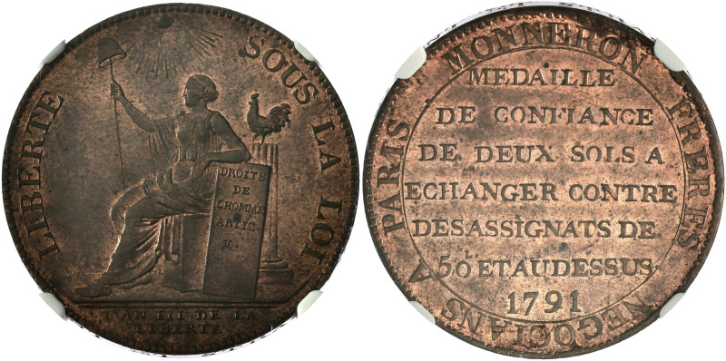 FRANCE / CAPÉTIENS - FRANCE / ROYAL
Constitution (1791-1792). Deux sols de Monne...