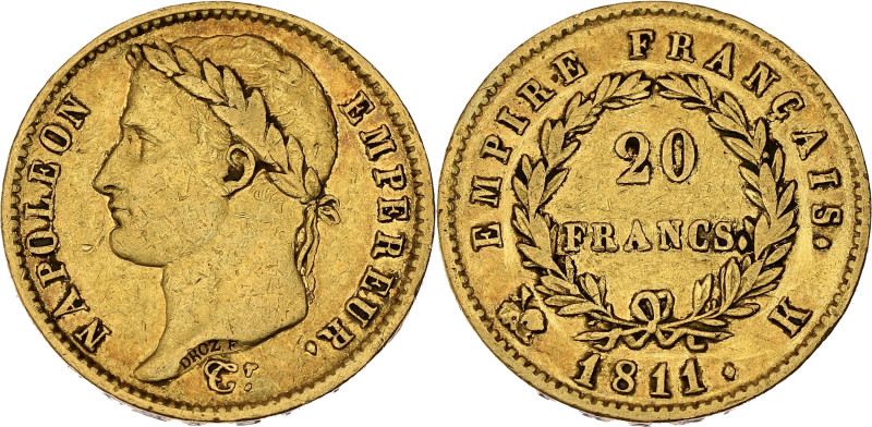 FRANCE
Premier Empire / Napoléon Ier (1804-1814). 20 francs Empire 1811, K, Bord...