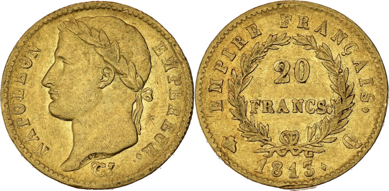 FRANCE
Premier Empire / Napoléon Ier (1804-1814). 20 francs Empire 1813, Q, Perp...