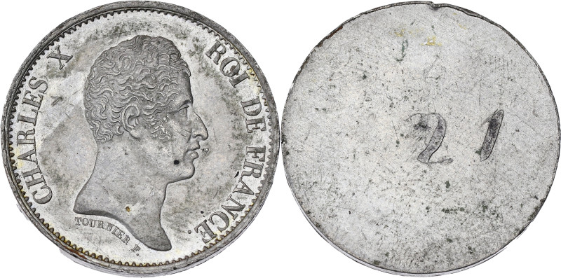 FRANCE
Charles X (1824-1830). Épreuve uniface d’avers de 40 Francs par Tournier ...