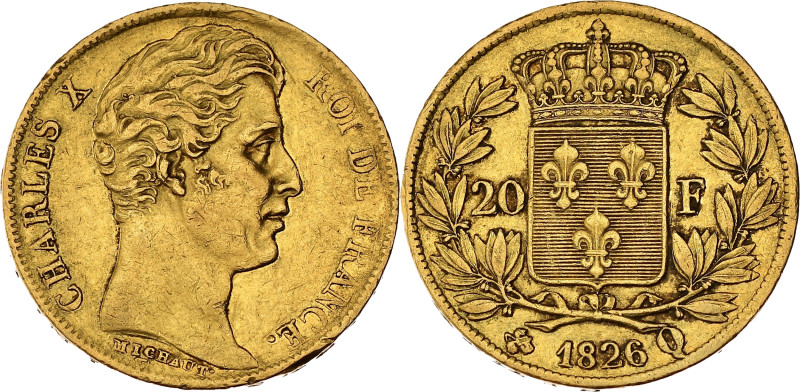 FRANCE
Charles X (1824-1830). 20 francs 1826, Q, Perpignan.
G.1029 - F.521 - Fr....