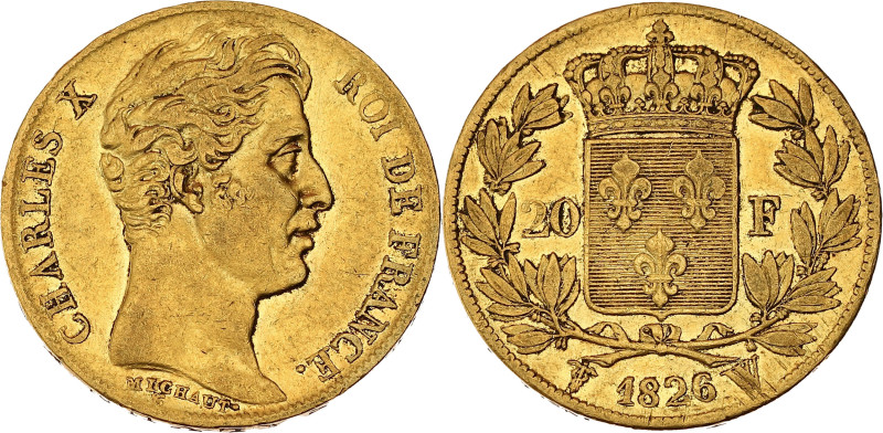 FRANCE
Charles X (1824-1830). 20 francs 1826, W, Lille.
G.1029 - F.521 - Fr.550 ...