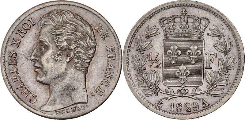 FRANCE
Charles X (1824-1830). 1/2 franc 1829, A, Paris.
G.402 - F.180 ; Argent -...