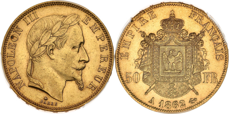 FRANCE
Second Empire / Napoléon III (1852-1870). 50 francs tête laurée 1862, A, ...