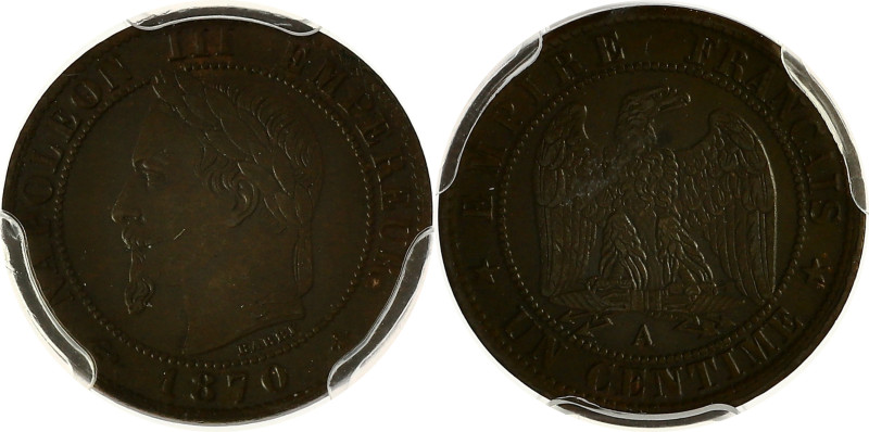 FRANCE
Second Empire / Napoléon III (1852-1870). Un centime, tête laurée 1870, A...