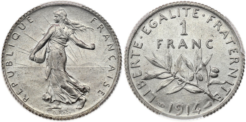 FRANCE
IIIe République (1870-1940). 1 franc Semeuse 1914, Paris.
G.467 - F.217 ;...