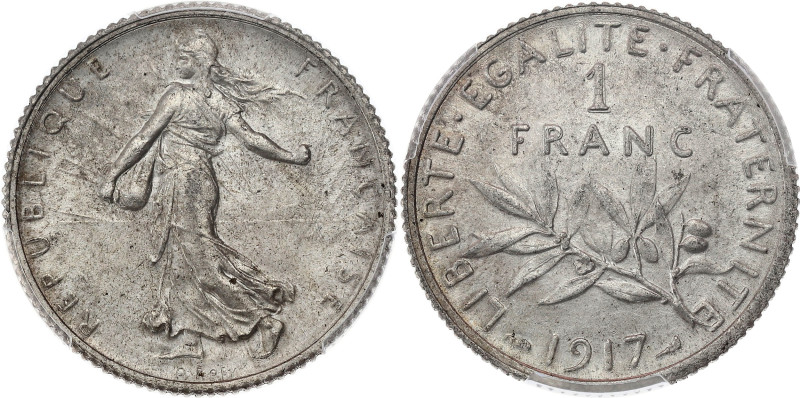 FRANCE
IIIe République (1870-1940). 1 franc Semeuse 1917, Paris.
G.467 - F.217 ;...