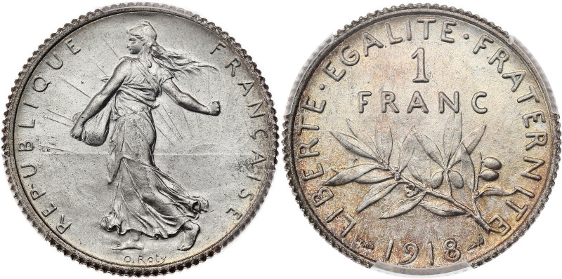 FRANCE
IIIe République (1870-1940). 1 franc Semeuse 1918, Paris.
G.467 - F.217 ;...