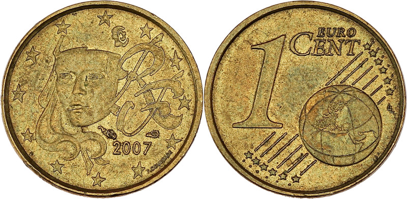 FRANCE
Ve République (1958 à nos jours). 1 centime d’Euro, frappée sur un flan d...