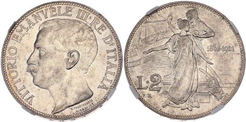 ITALIE - ITALY
Victor-Emmanuel III (1900-1946). 2 lire, cinquantenaire du royaum...