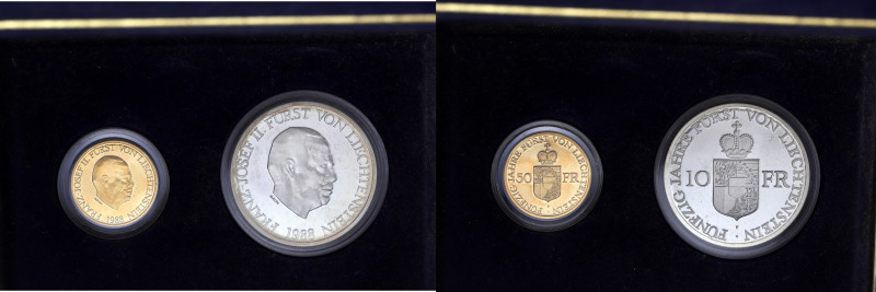 LIECHTENSTEIN
François-Joseph II (1938-1989). Coffret contenant la 50 francs or ...