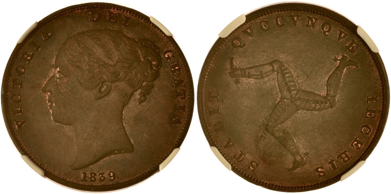 MAN (ÎLE DE) - ISLE OF MAN
Victoria (1837-1901). Penny 1839.
KM.14 ; Cuivre - 33...