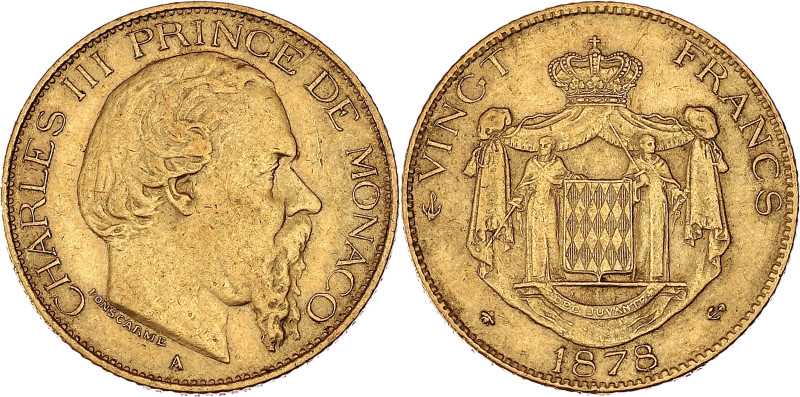 MONACO
Charles III (1853-1889). 20 (vingt) francs 1878, A, Paris.
G.MC120 - CC.1...