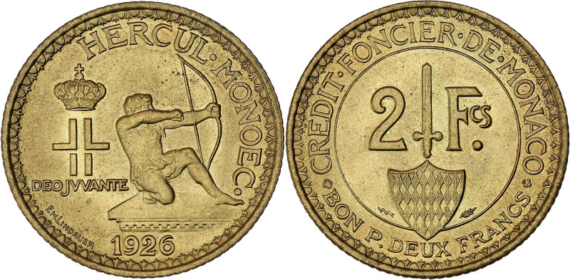 MONACO
Louis II (1922-1949). 2 francs, tireur à l’arc 1926, éclair, Poissy.
G.MC...