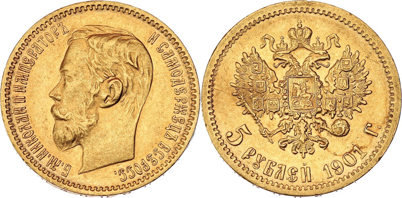 RUSSIE - RUSSIA
Nicolas II (1894-1917). 5 roubles 1901, Saint-Pétersbourg.
Fr.18...