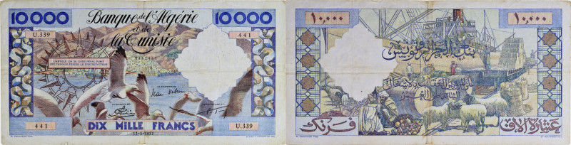 ALGÉRIE - ALGERIA
10000 francs type “Mouettes” 13-3-1957.
P.110.
Alphabet U.339 ...