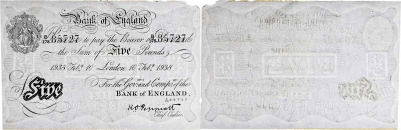 ANGLETERRE - UNITED KINGDOM
5 pounds type faux “opération Bernhard” 10 février 1...