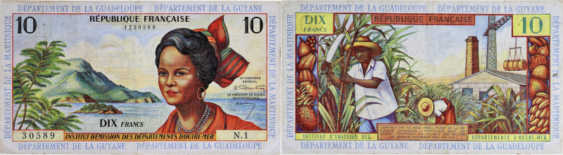 ANTILLES FRANÇAISES - FRENCH ANTILLES
10 francs type “femme antillaise” ND (1964...