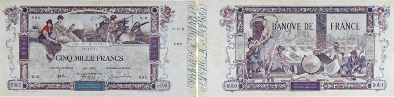 FRANCE
5000 francs type 1918 “Flameng” 16-1-1918.
P.76a - F.43.01.
Alphabet N.13...