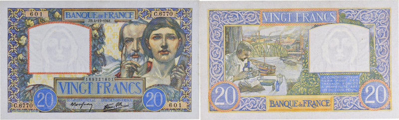 FRANCE
20 francs type “Travail et Science” 4-12-1941.
P.92b - F.12.20.
Alphabet ...