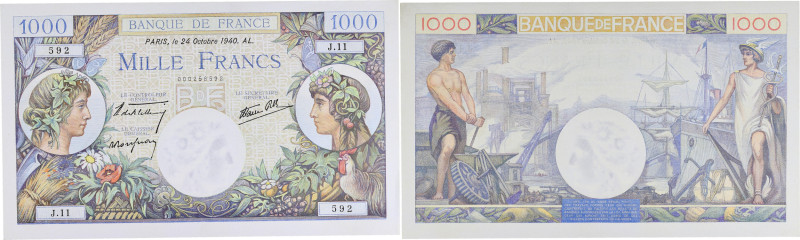 FRANCE
1000 francs type 1940 “Commerce et Industrie” 24 octobre 1940.
P.96a - F....