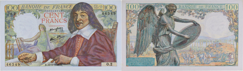 FRANCE
100 francs type 1942 “Descartes” 15-5-1942.
P.101a - F.27.01.
Alphabet O....